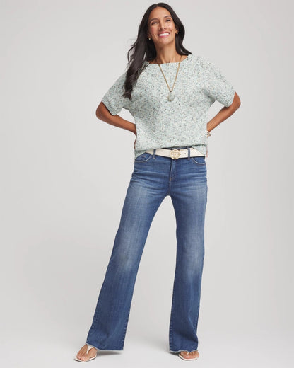Chico's Essential - Textured Dolman Pullover Sweater Blue Menthe