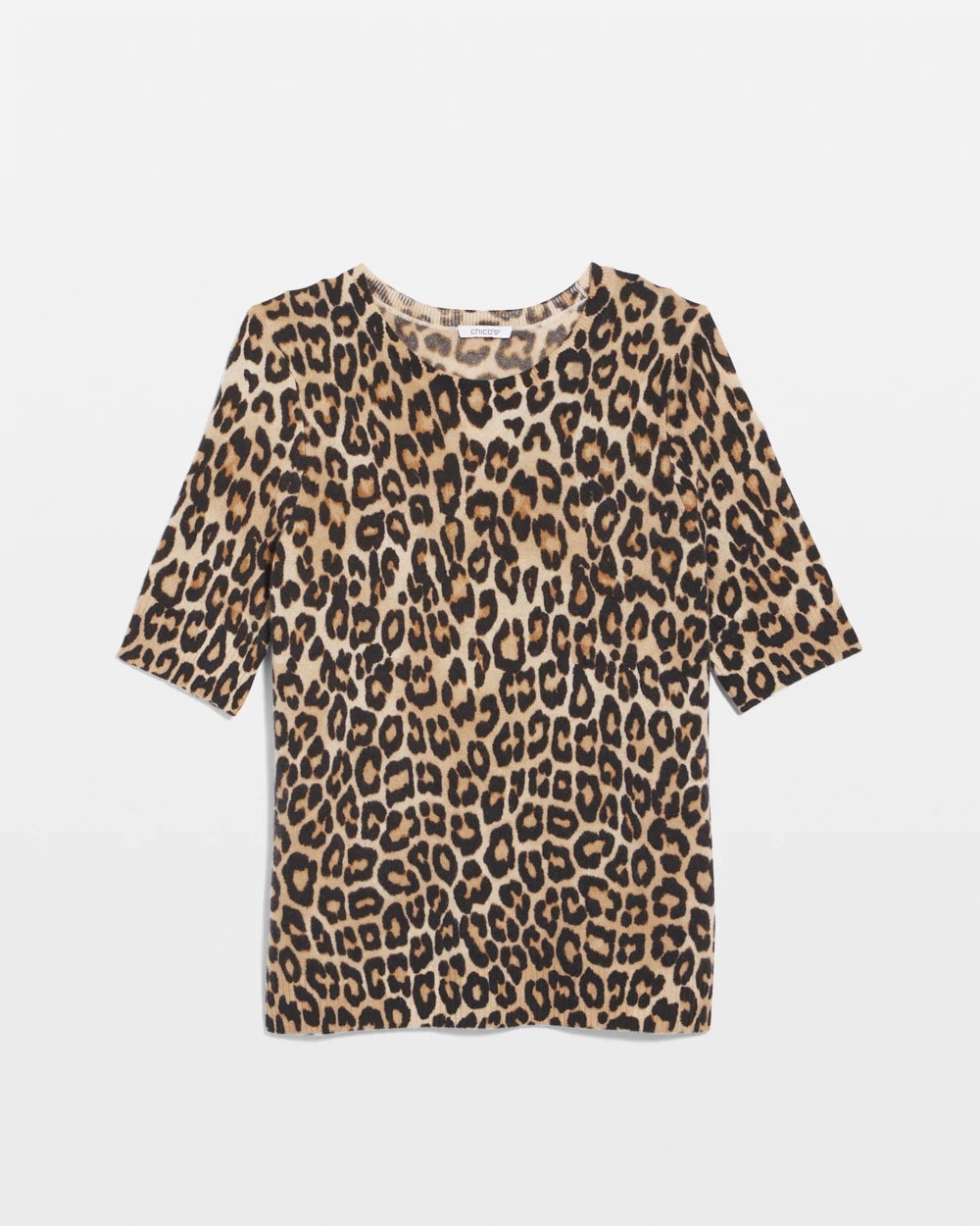 Chico's Signature - Cashmere Animal Elbow-Sleeve Pullover Camel