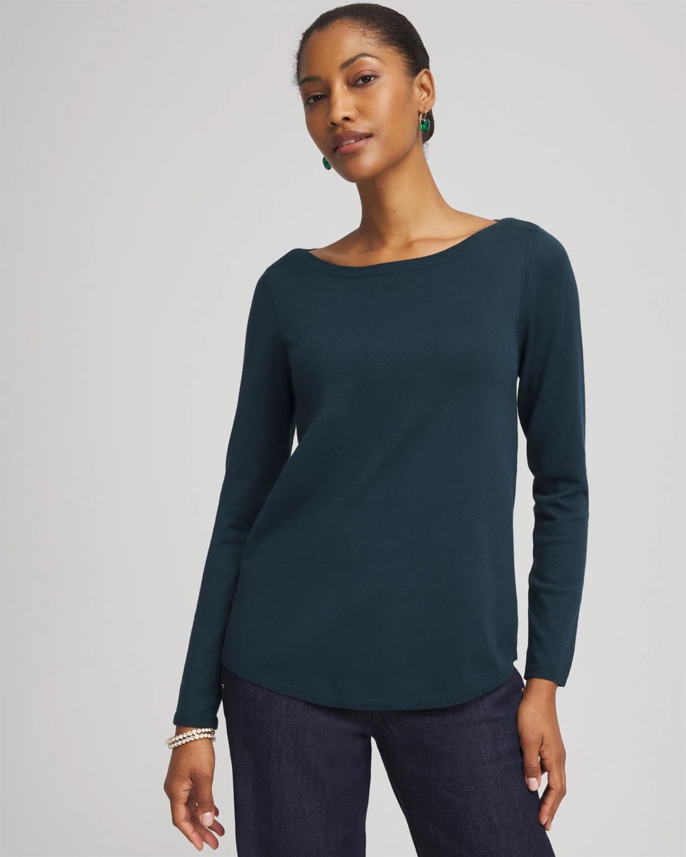 Chico's Quality - Ella Boatneck Sweater Teal Shadow