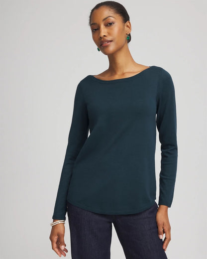 Chico's Quality - Ella Boatneck Sweater Teal Shadow