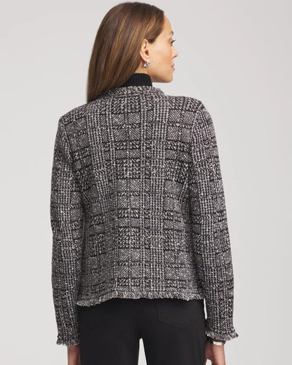 Chico's Value - Embroidered Metallic Tweed Cardigan Gray