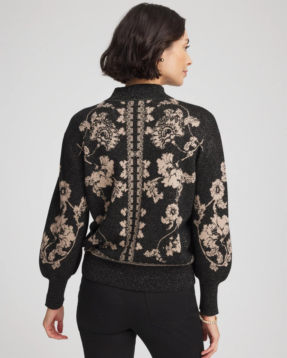 Chico's Smart Buy - Bryne Jacquard Mockneck Pullover Black