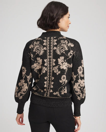 Chico's Smart Buy - Bryne Jacquard Mockneck Pullover Black