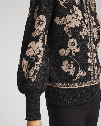 Chico's Smart Buy - Bryne Jacquard Mockneck Pullover Black