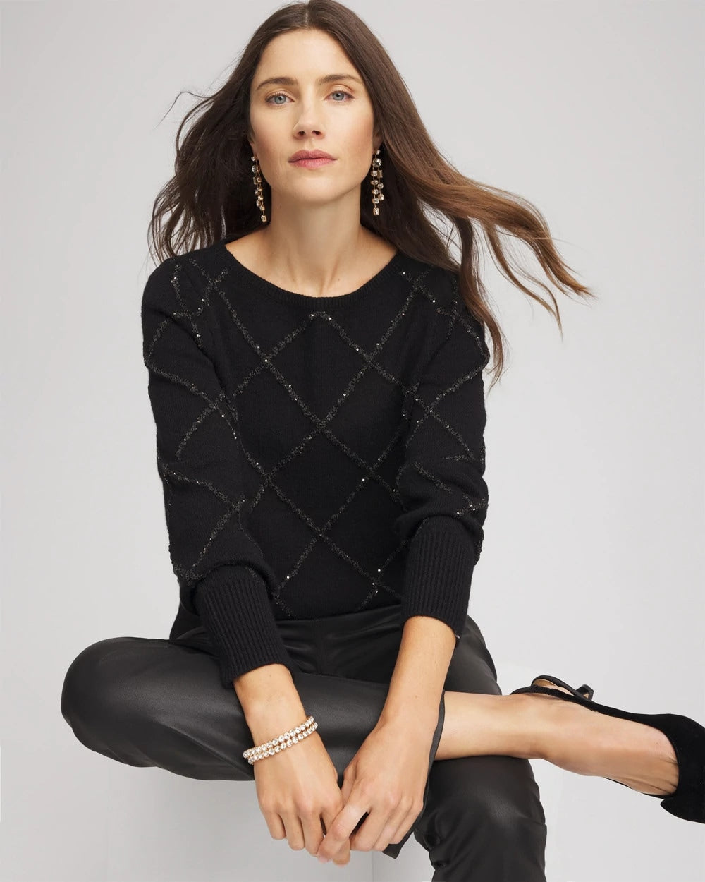 Chico's Smart Buy - Sparkling Diamonds Pullover Sweater Black