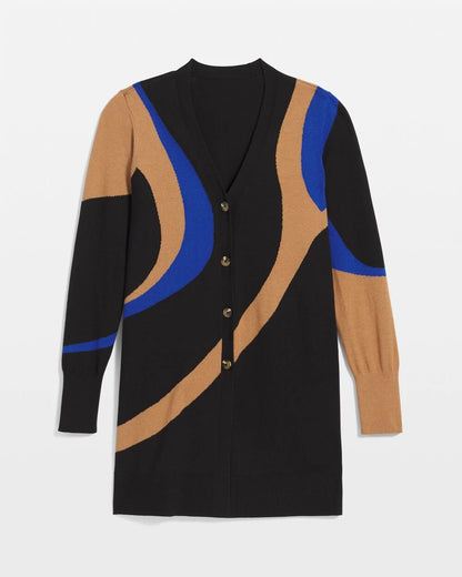 Chico's Quality - Ella Colorblock Cardigan Sweater Black