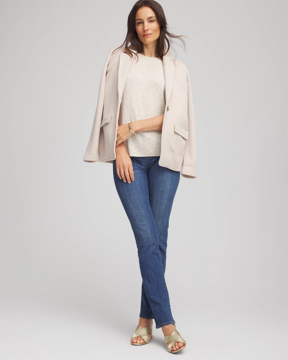 Chico's Value - Crewneck Cashmere Pullover Sweater Light Gray
