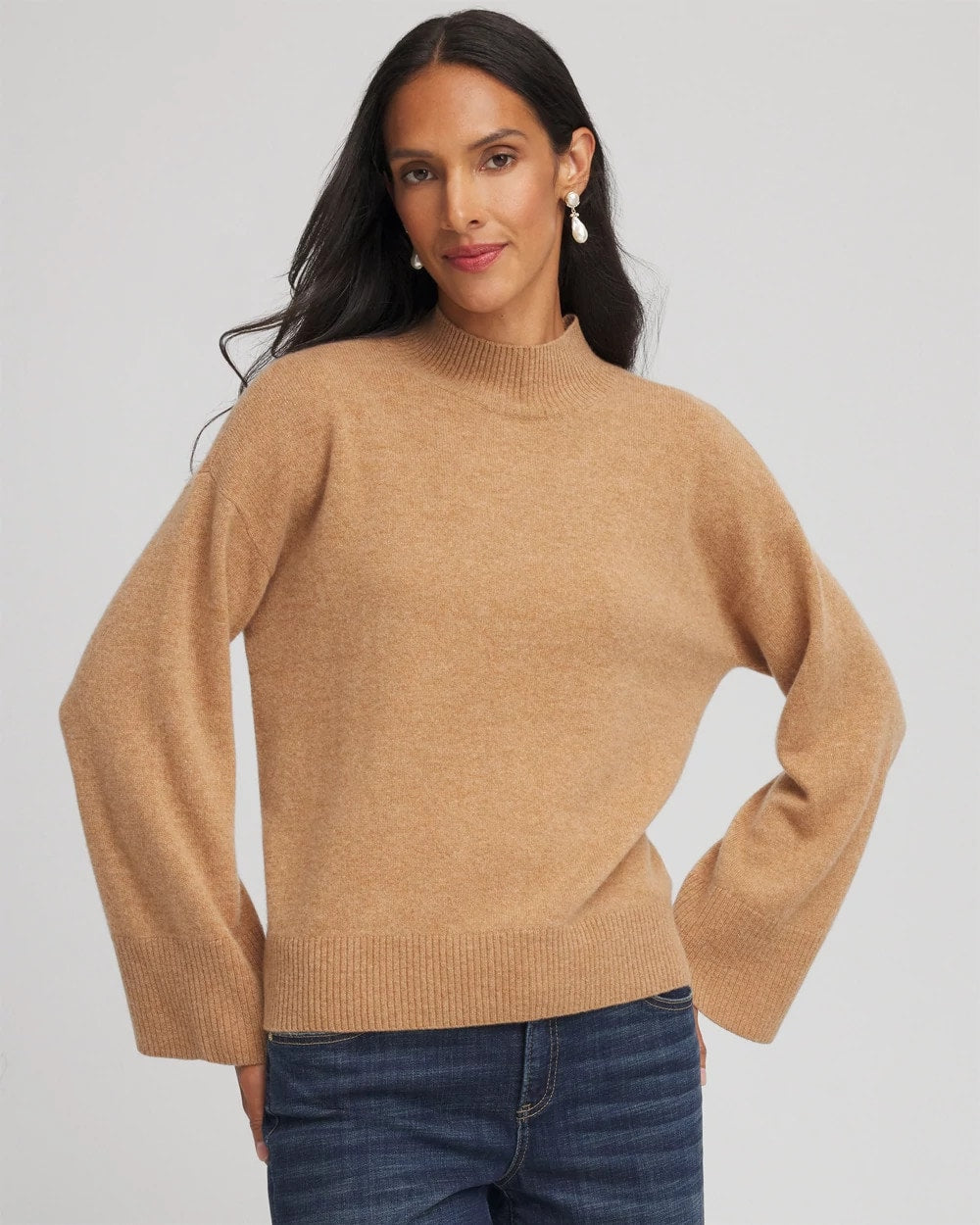 Chico's Hot Sale - Cashmere Mockneck Sweater Camel