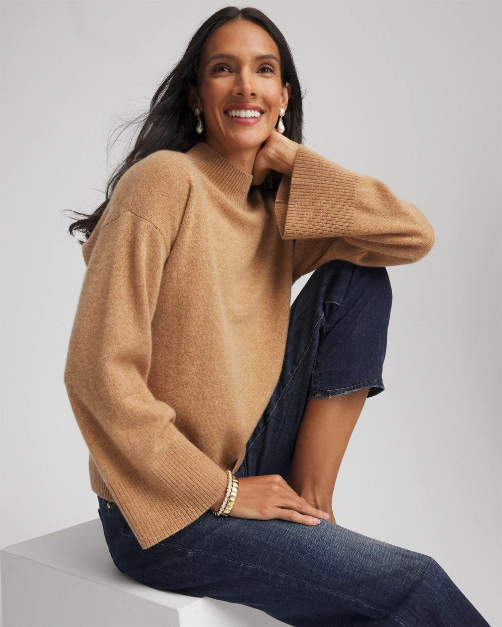 Chico's Hot Sale - Cashmere Mockneck Sweater Camel