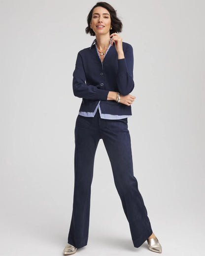 Chico's Sale - Striped Collared Cardigan Sweater Passport Blue