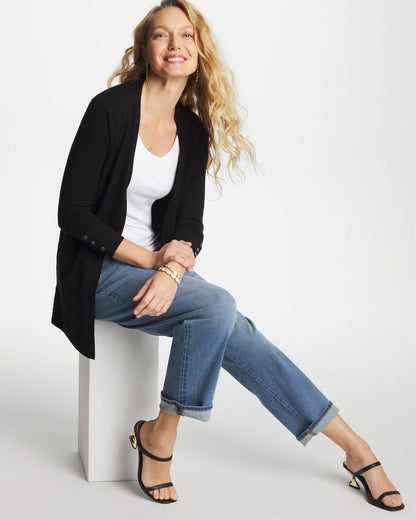 Chico's Exclusive - Ella Ottoman-Trim Cardigan Black