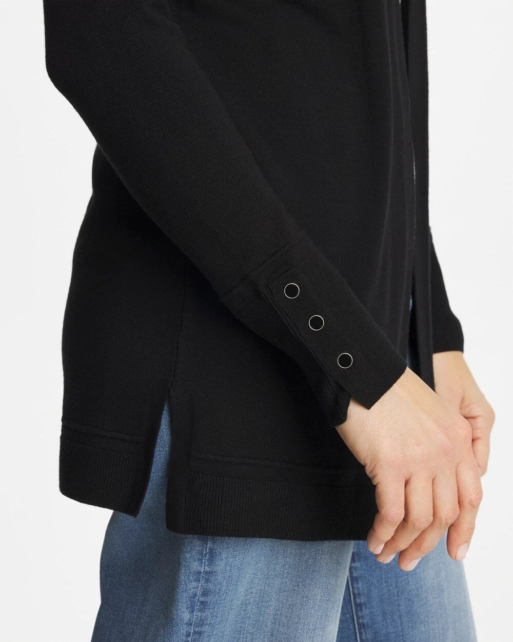 Chico's Exclusive - Ella Ottoman-Trim Cardigan Black