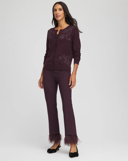 Chico's Recommended - Embellished Crewneck Cardigan Night Bloom