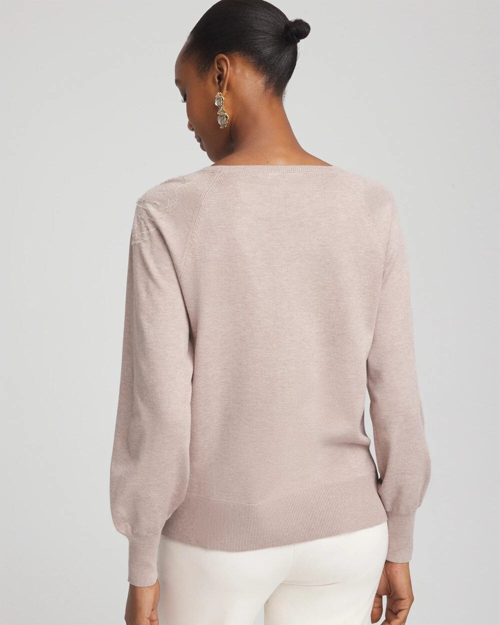 Chico's Trending - Embroidered Pull-Over Boatneck Sweater Rocky Mountain
