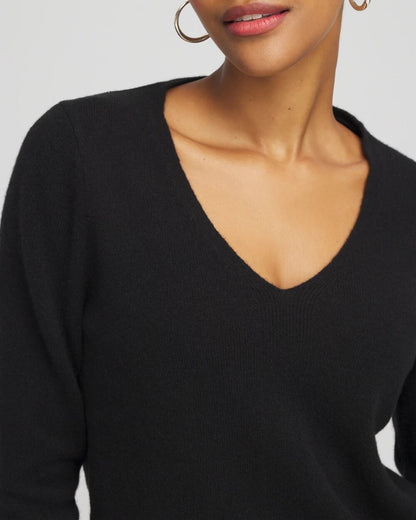 Chico's New - Relaxed V-Neck Cashmere Sweater Black