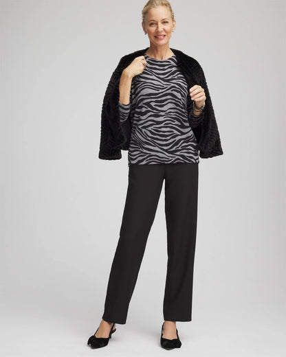 Chico's Quality - Cashmere Zebra Long-Sleeve Pullover Sweater Black