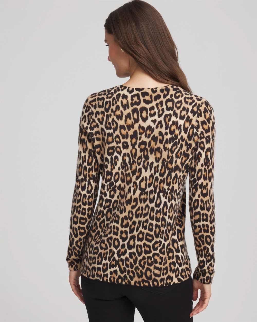 Chico's Deals - Cashmere Animal Long-Sleeve Pullover Sweater Camel