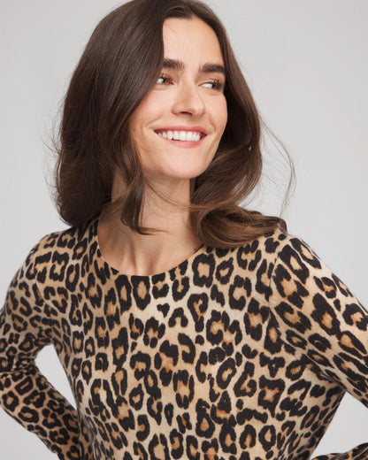 Chico's Deals - Cashmere Animal Long-Sleeve Pullover Sweater Camel