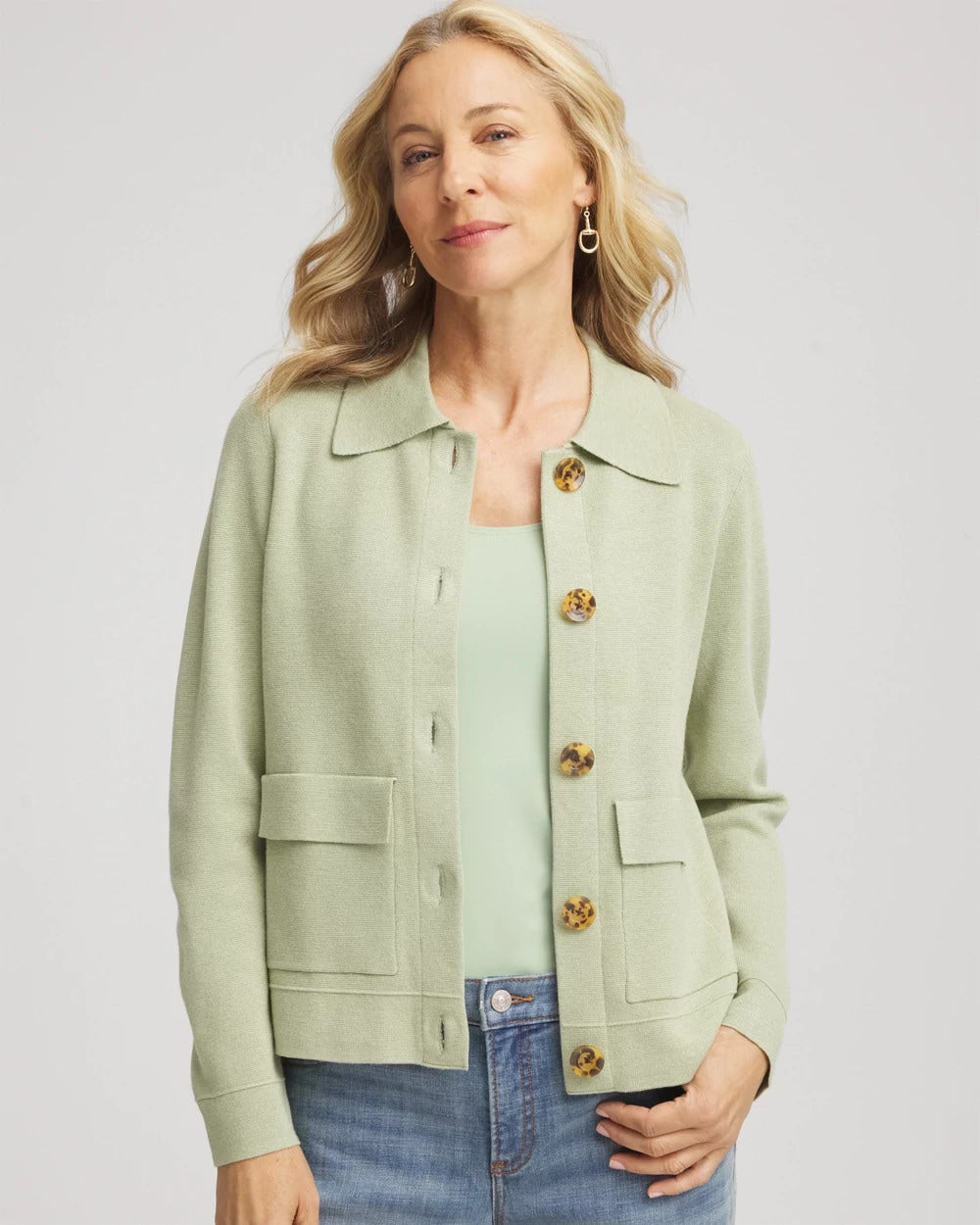 Chico's Smart Buy - Button-Front Cardigan Jacket Sage Meadow