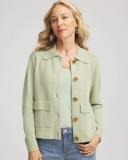 Chico's Smart Buy - Button-Front Cardigan Jacket Sage Meadow