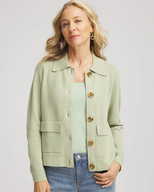 Chico's Smart Buy - Button-Front Cardigan Jacket Sage Meadow