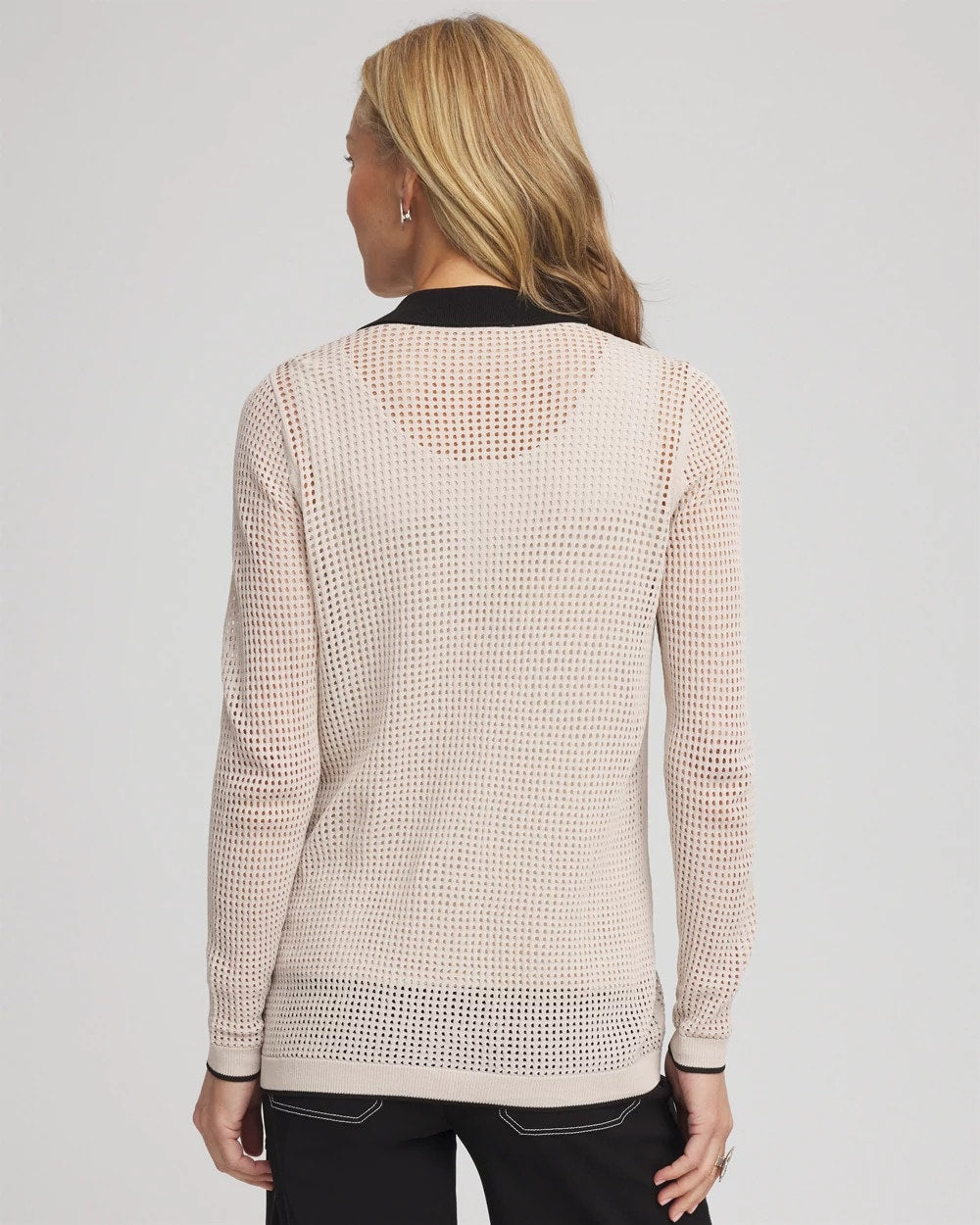 Chico's Great Value - Pointelle Polo Cardigan Smokey Taupe