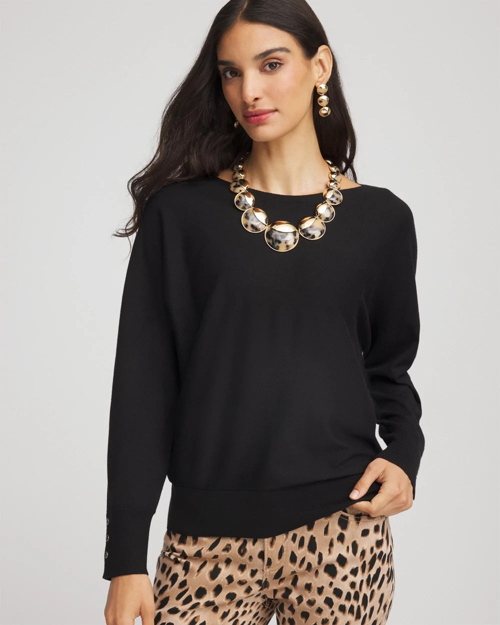 Chico's Latest - Ella Boatneck Pullover Sweater Black