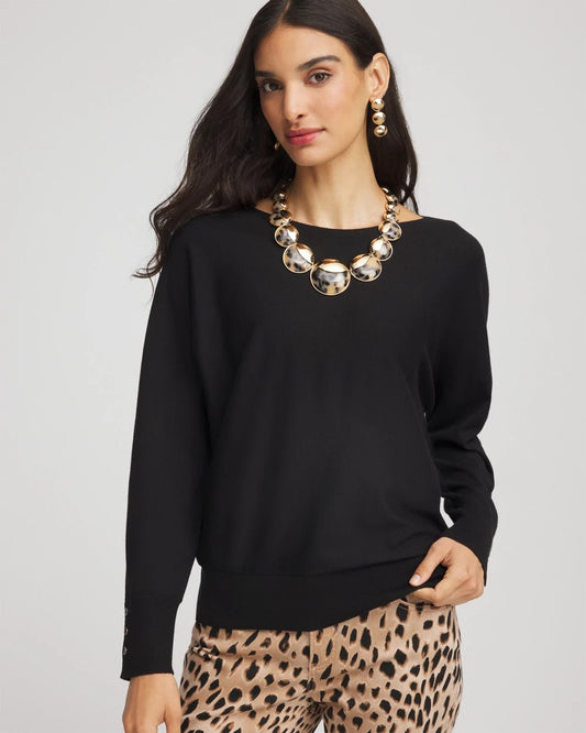 Chico's Latest - Ella Boatneck Pullover Sweater Black