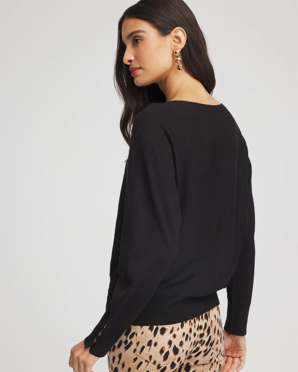 Chico's Latest - Ella Boatneck Pullover Sweater Black