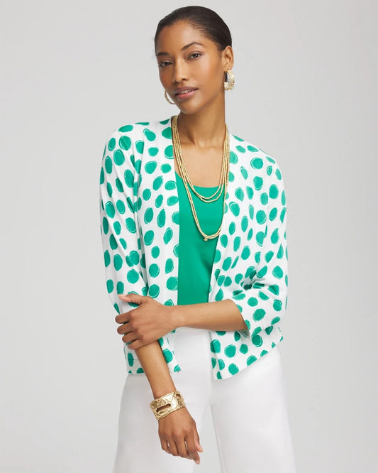 Chico's Quality - Polka-Dot Summer Romance Short Cardigan Alabaster