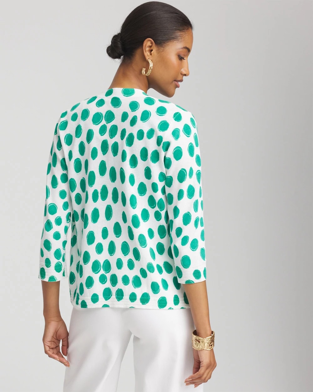 Chico's Quality - Polka-Dot Summer Romance Short Cardigan Alabaster