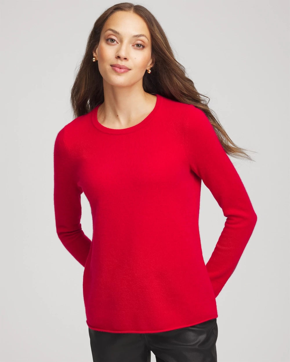 Chico's Essential - Crewneck Cashmere Pullover Sweater Red