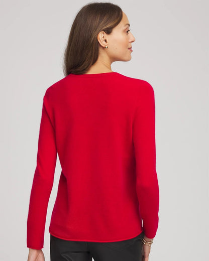 Chico's Essential - Crewneck Cashmere Pullover Sweater Red