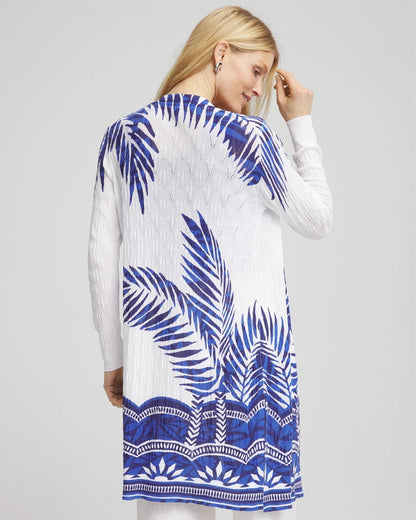 Chico's Signature - Island Motif Pointelle Long Cardigan Alabaster