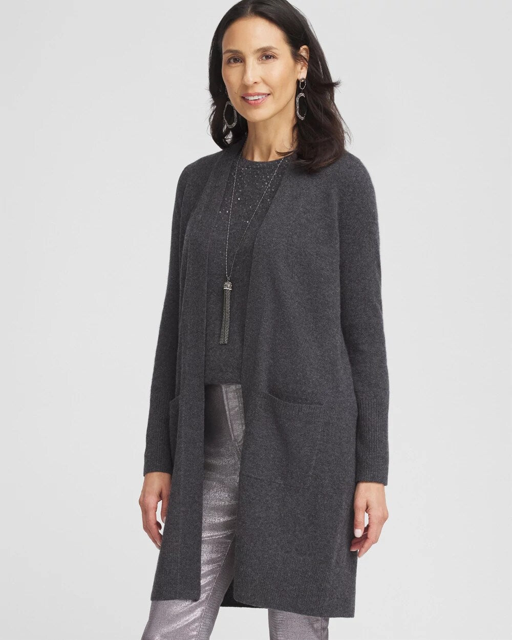 Chico's Sale - Cashmere Duster Cardigan Dark Gray