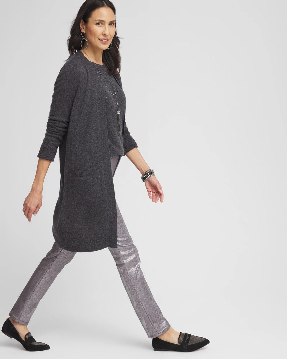 Chico's Sale - Cashmere Duster Cardigan Dark Gray