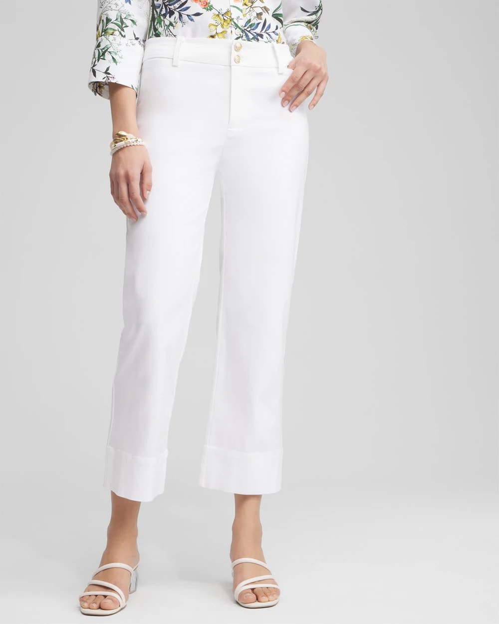 Chico's Signature - Trapunto Straight Leg Cropped Pants Alabaster