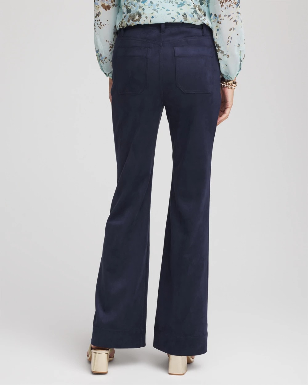 Chico's Special Offer - Faux Suede Bootcut Ankle Pants Passport Blue