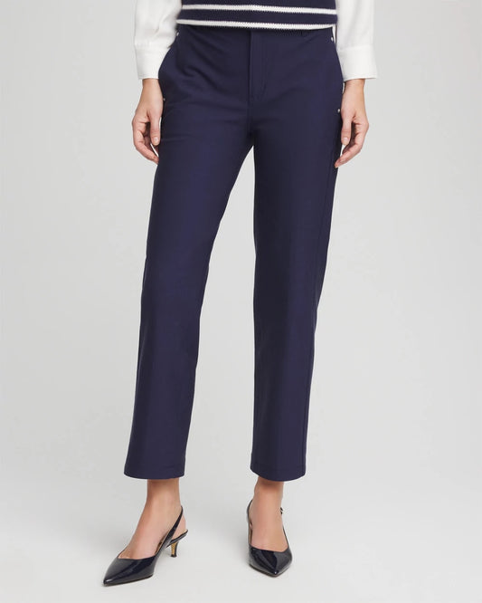 Chico's Special Offer - Cotton Straight Ankle Trousers Passport Blue