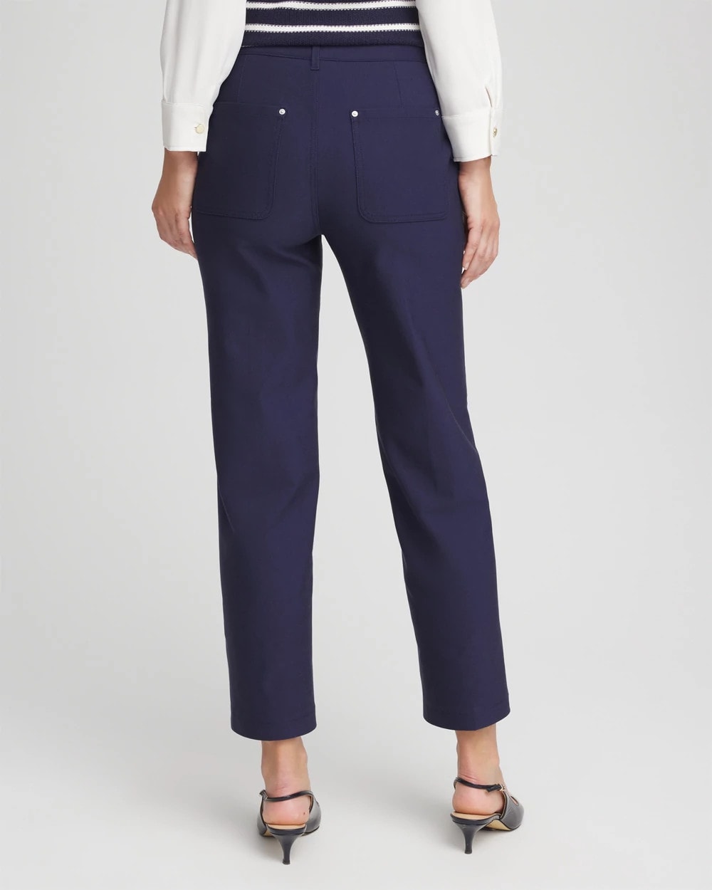 Chico's Special Offer - Cotton Straight Ankle Trousers Passport Blue