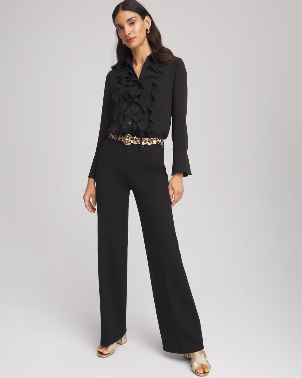 Chico's Top Pick - Five-Pocket Wide-Leg Ponte Pants Black