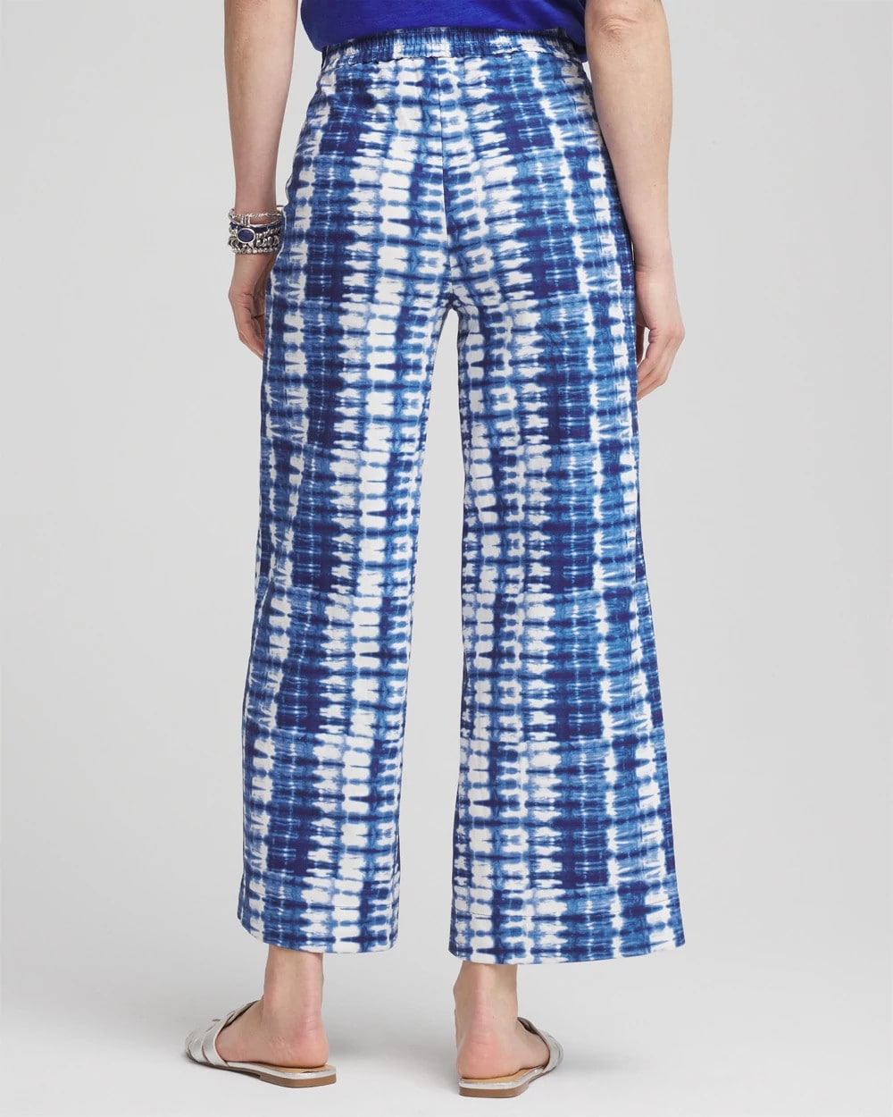 Chico's Classic - Tie-Dye Linen Cropped Pants Blue