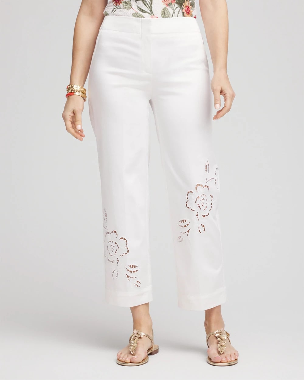 Chico's Trending - Sateen Cutout Cropped Pants Alabaster