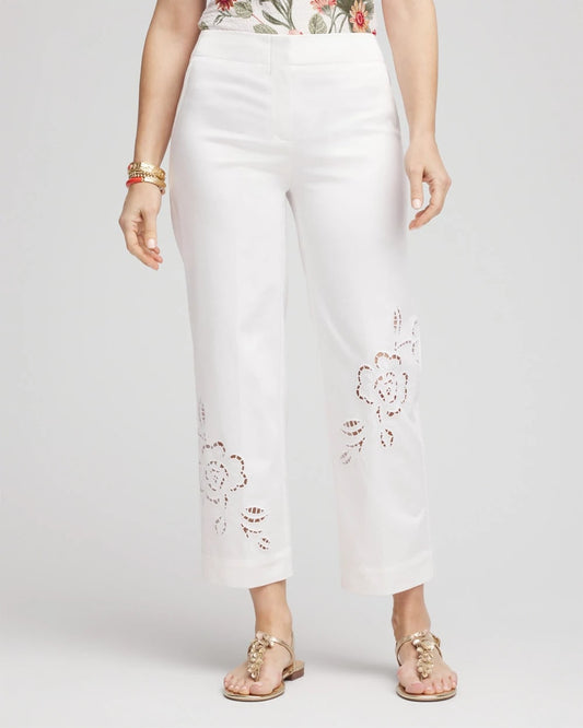 Chico's Trending - Sateen Cutout Cropped Pants Alabaster
