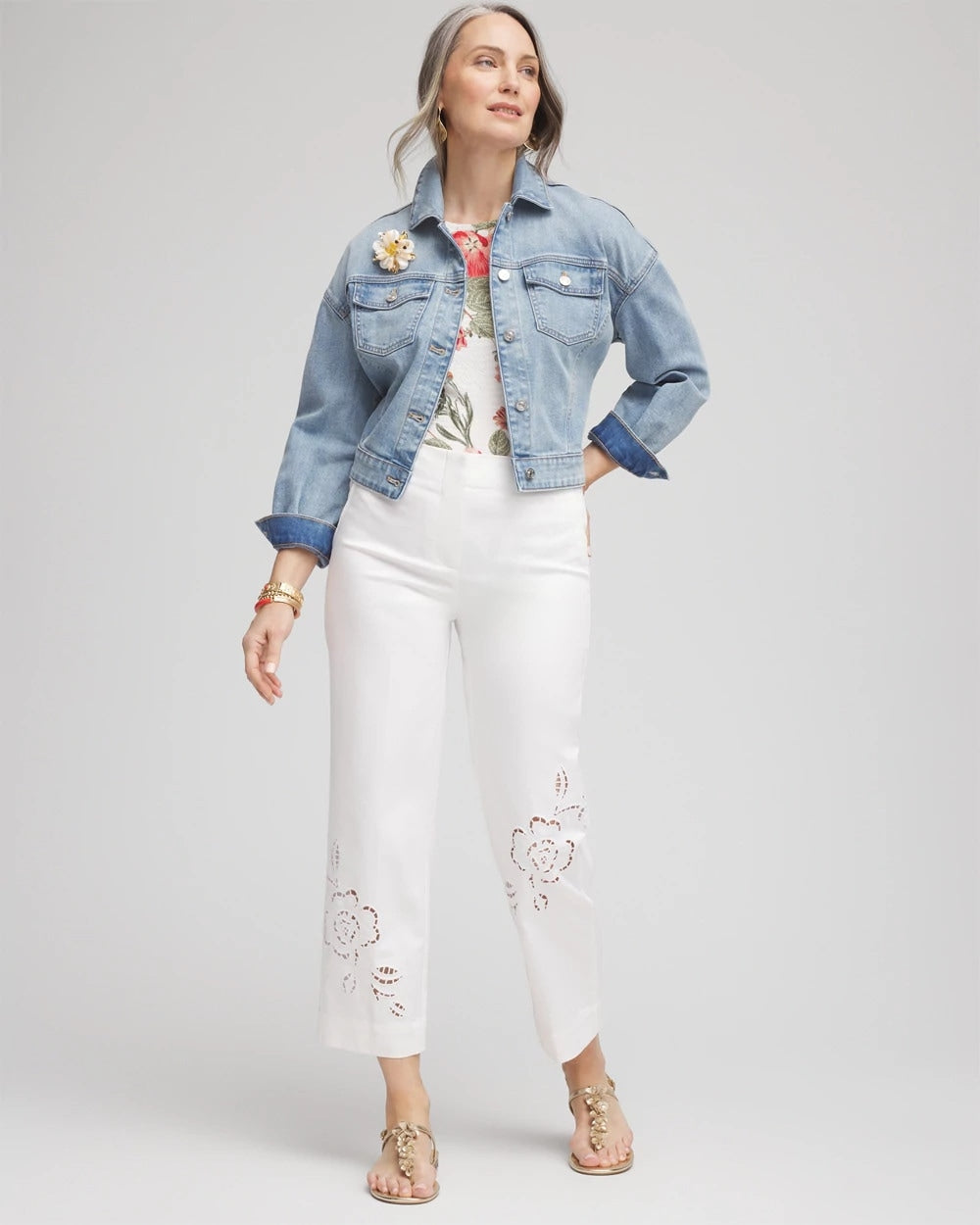Chico's Trending - Sateen Cutout Cropped Pants Alabaster