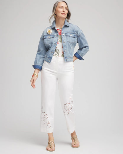 Chico's Trending - Sateen Cutout Cropped Pants Alabaster