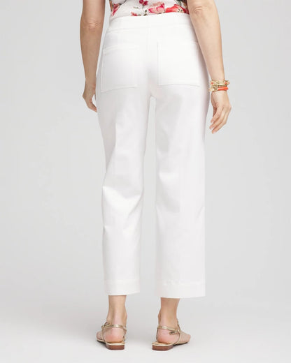 Chico's Trending - Sateen Cutout Cropped Pants Alabaster