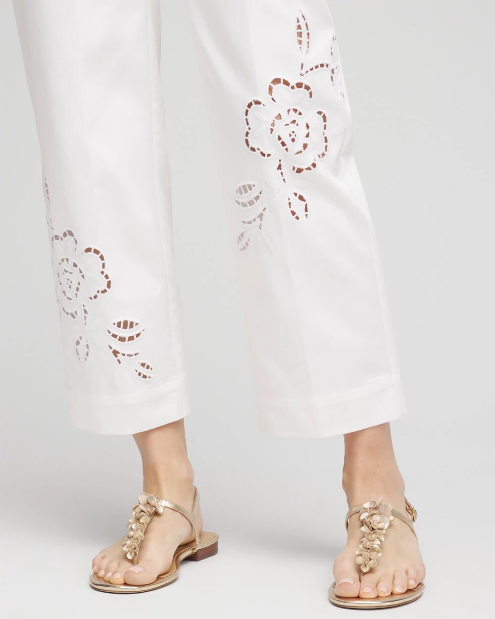 Chico's Trending - Sateen Cutout Cropped Pants Alabaster