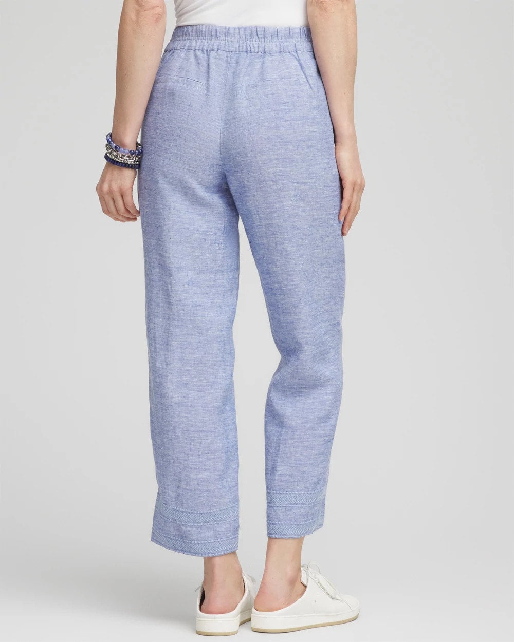 Chico's Discount - Linen Pull On Waist Cropped Pants Blue