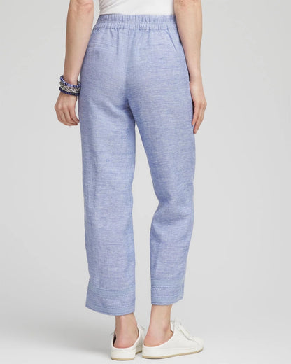 Chico's Discount - Linen Pull On Waist Cropped Pants Blue